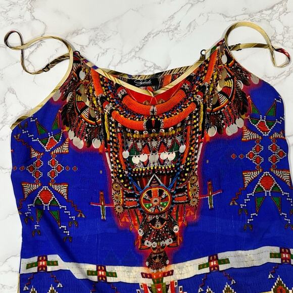 SHAHIDA PARIDES NAVAJO YELLOW HIGH LOW SUMMER DRESSES SZ S/M $349 - Picture 6 of 7